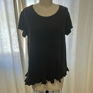 Silence + Noise 100% cotton dark brown ruffle top